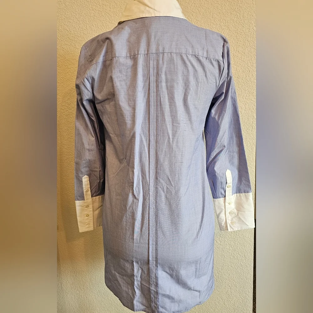 J. Crew Blue and White Collared Midi Shirt Dress